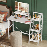 HIGDBFE Makeup Vanity Desk 33.5''W with Mirror and Lights, White