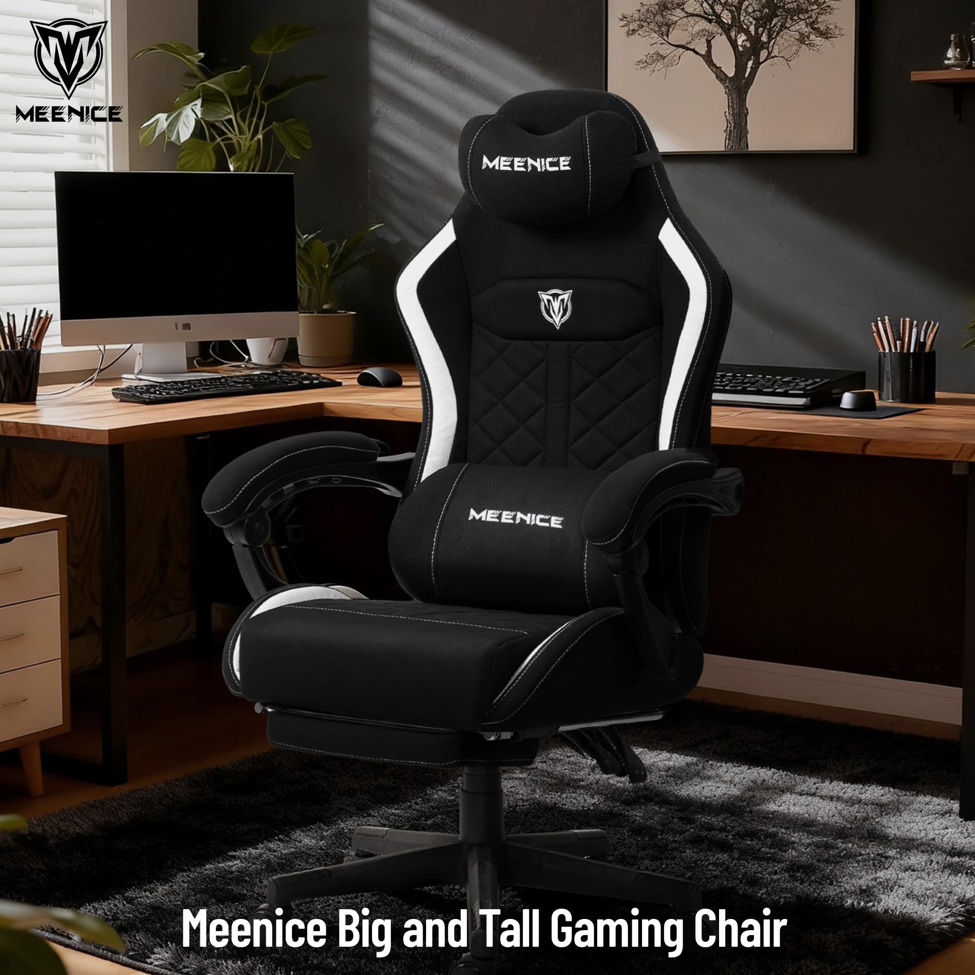 Oversized Gaming Chair with Pocket Spring Cushion & Massage Lumbar