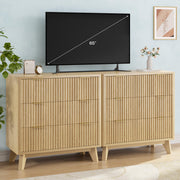 32" Fluted Nightstand with Fast Charging Station & 3 Drawers
