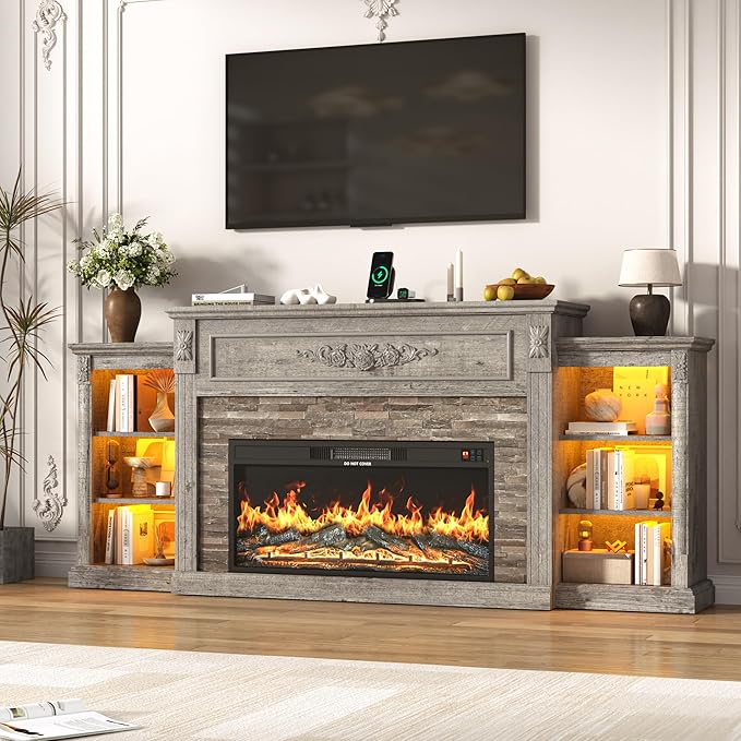 85" Electric Fireplace TV Stand with 36" Firebox