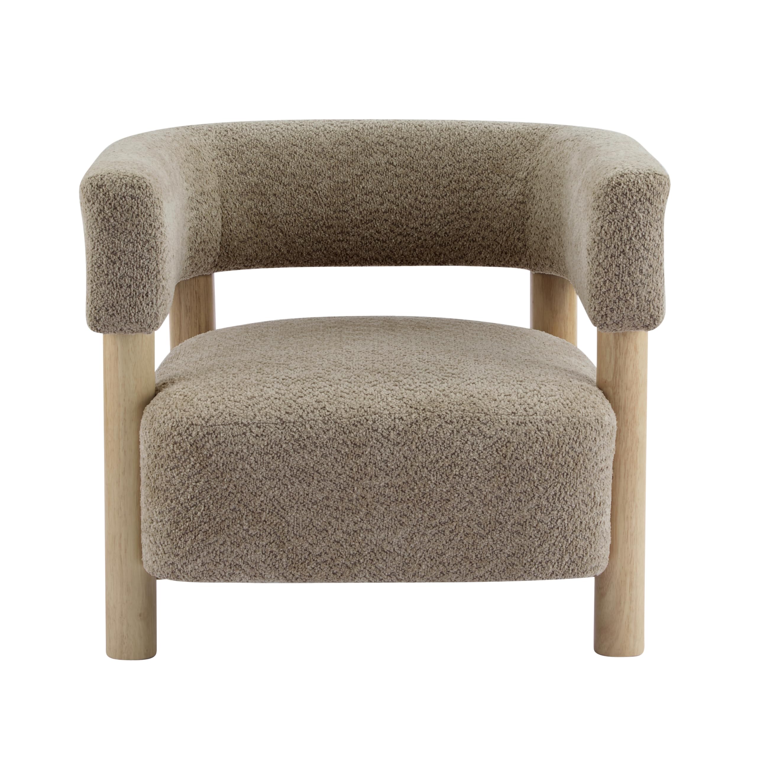 Low Profile Accent Chair with Boucle Fabric Cushion