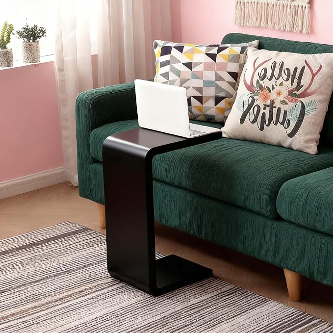 Walnut C-Shaped End Table