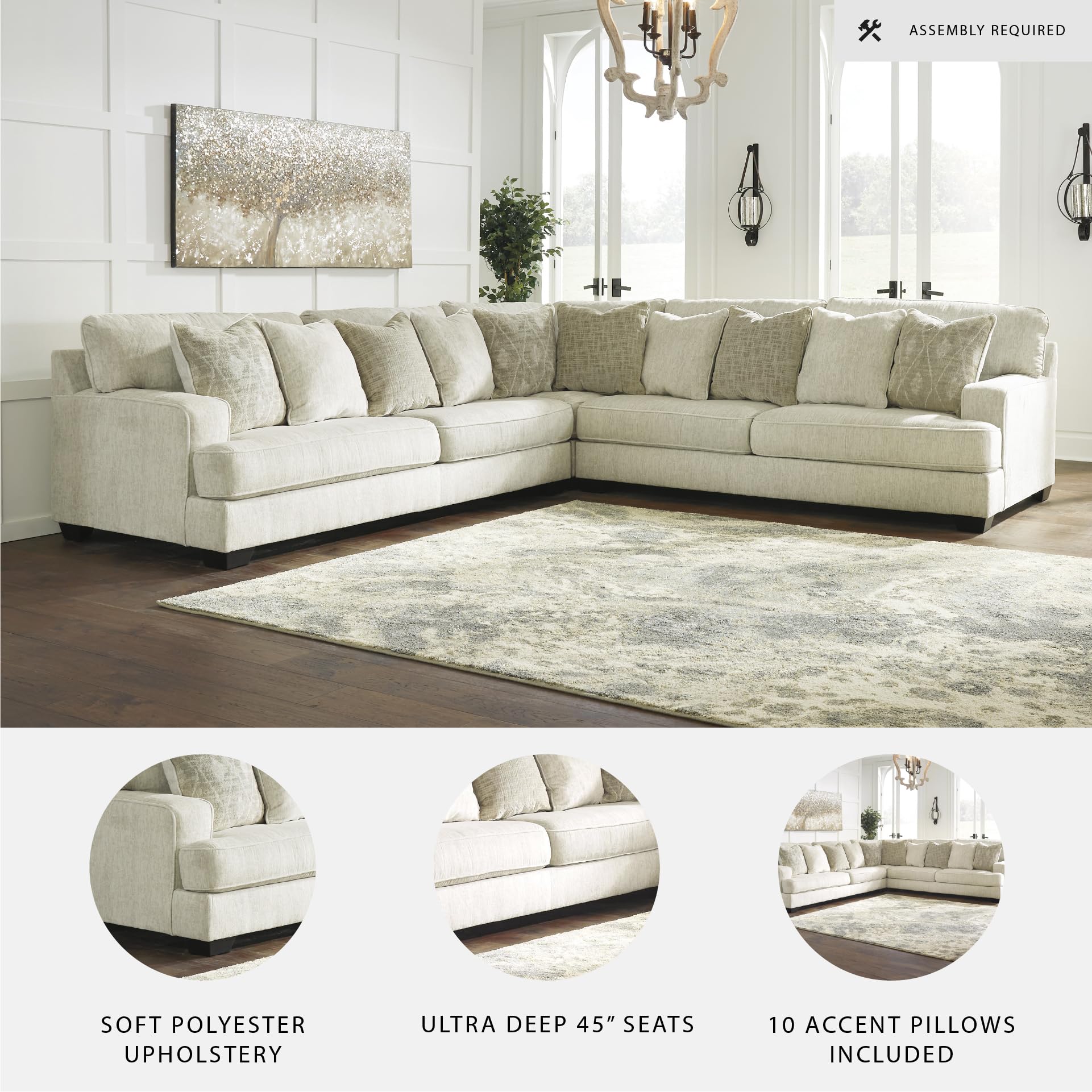 Beige Microfiber L-Shaped Sectional Sofa with Reversible Cushions