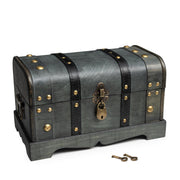 Wooden Treasure Chest Box with Removable Tray
