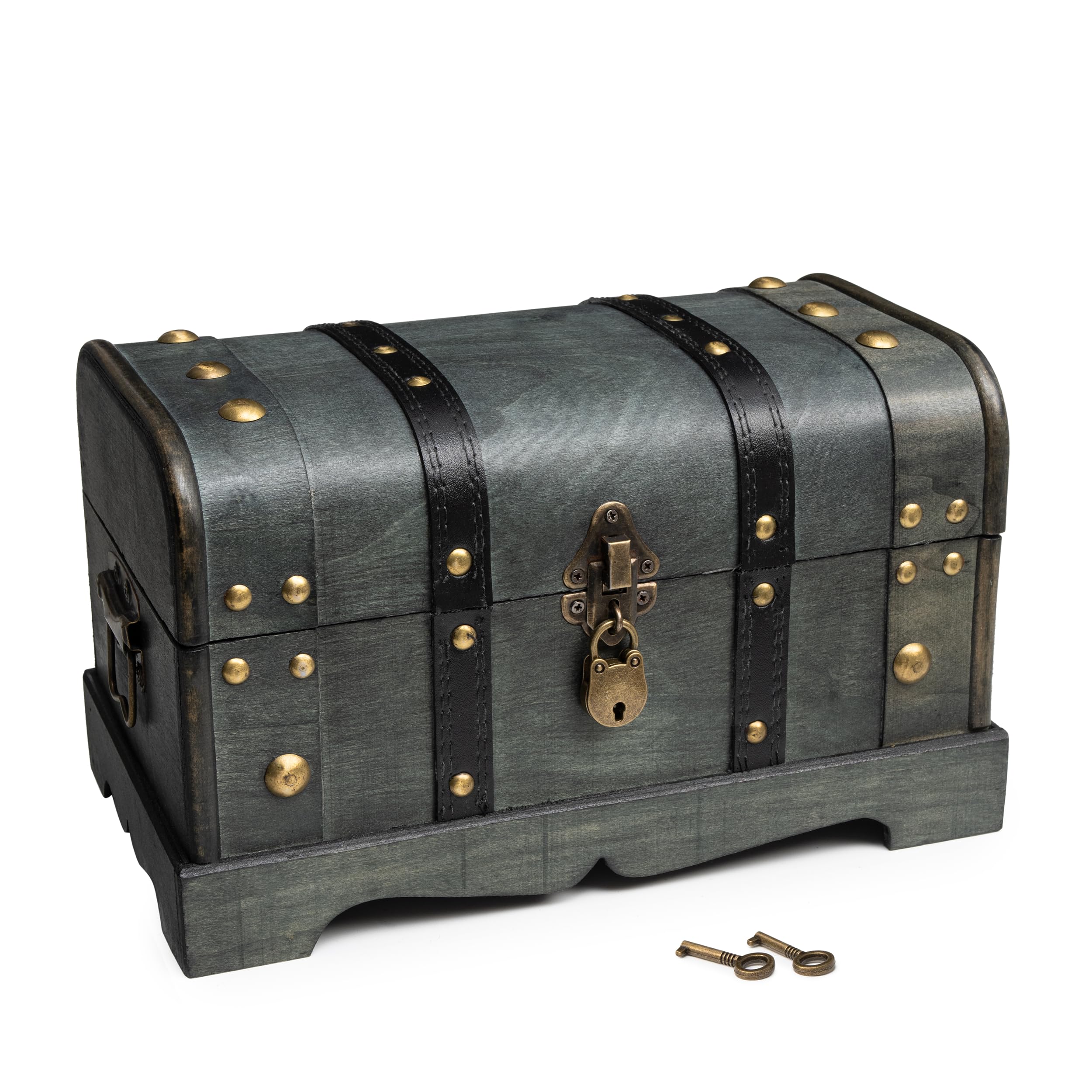 Wooden Treasure Chest Box with Removable Tray