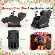 2026 Massage Chair, Massage Chairs Full Body and Recliner with 10 Fixed Points, Zero Gravity, Wood Grain Leather, Foot Massage, Airbags, Lumbar Heating, Bluetooth and Control Screen (Leather Black)