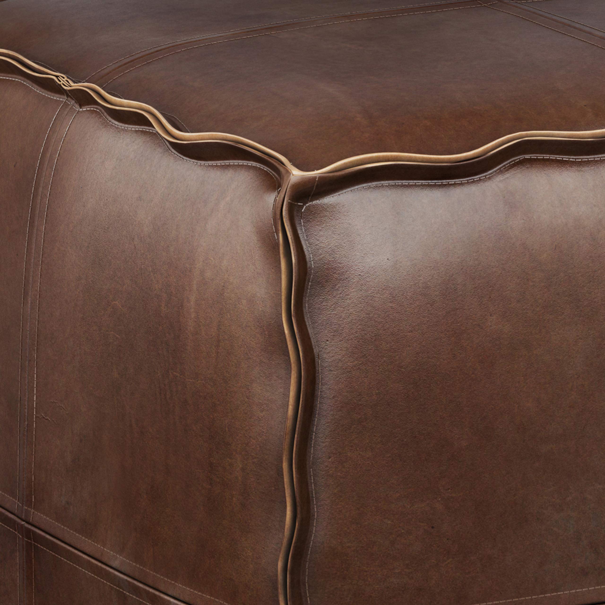 SIMPLIHOME Brody Square Pouf - 18" Wide x 14" High Upholstered Vegan Leather Ottoman in Distressed Dark Brown, Boho Footstool, Coffee Table or Extra Seating for Living Room or Bedroom, Assembled