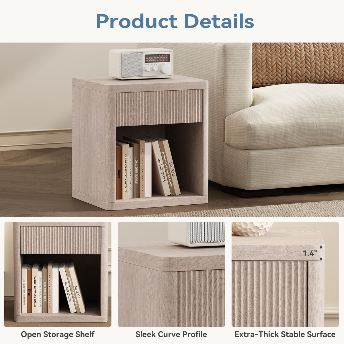 Fluted Drawer Nightstand