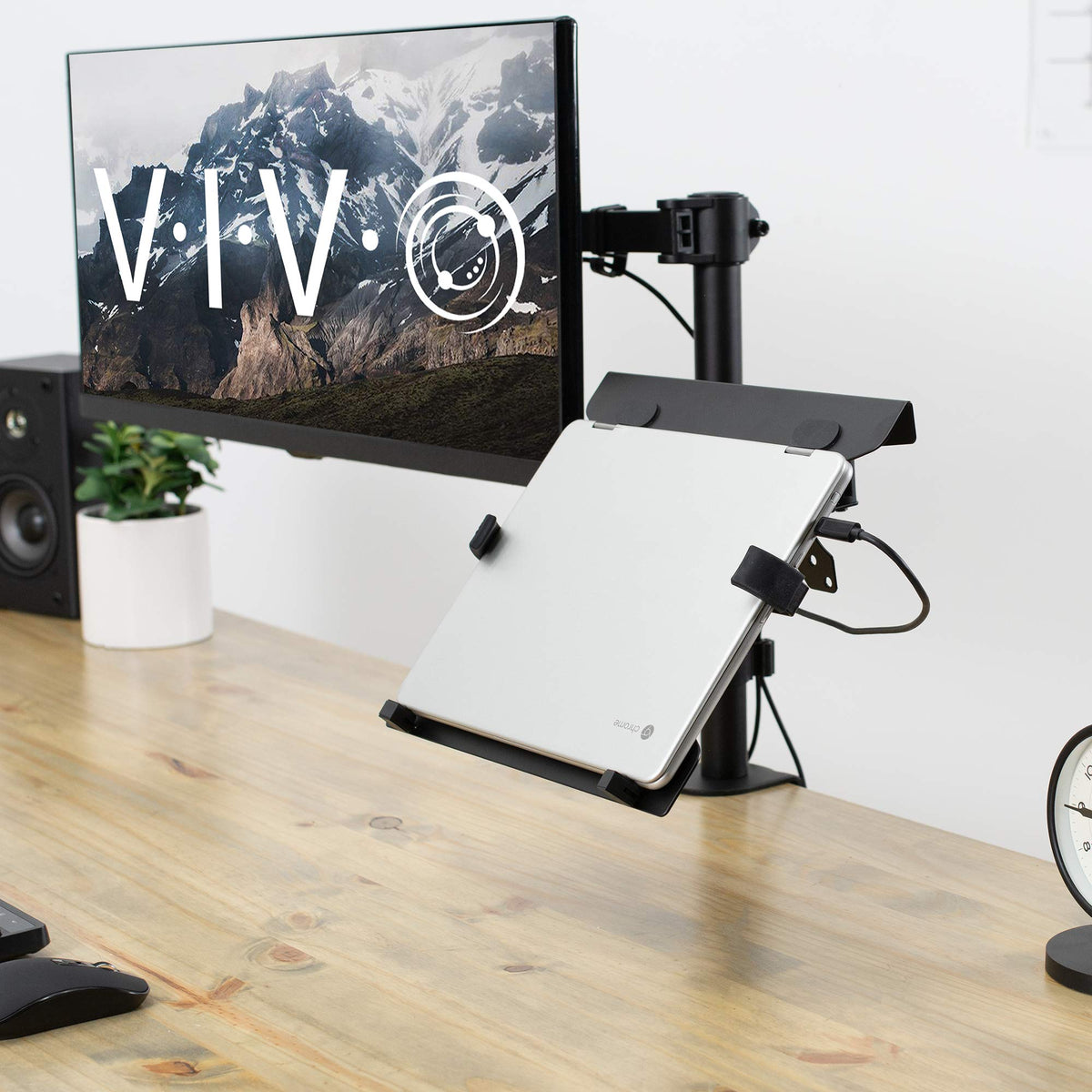 VIVO Black Universal Pole Mounted Laptop Holder, MOUNT-PL1A-LAP3