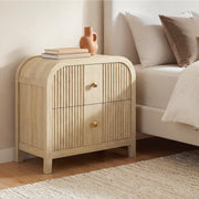 2-Drawer Wave-Fluted Nightstand with Curved Top