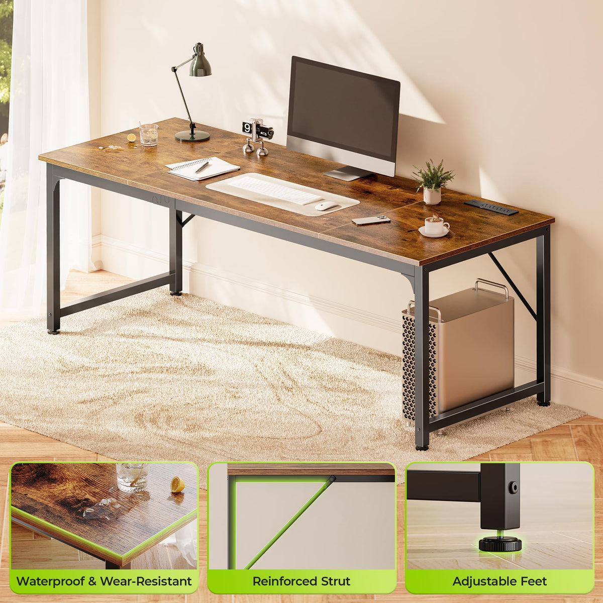 Computer Desk with Power Outlets & USB-C