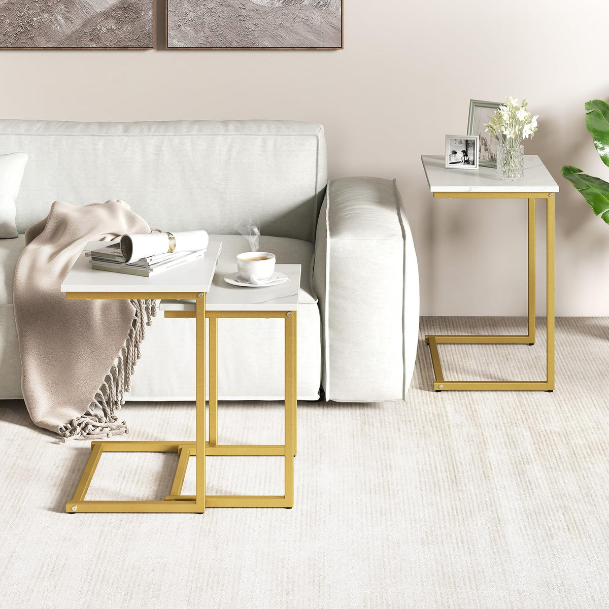 Faux Marble Nesting Tables, Set of 3