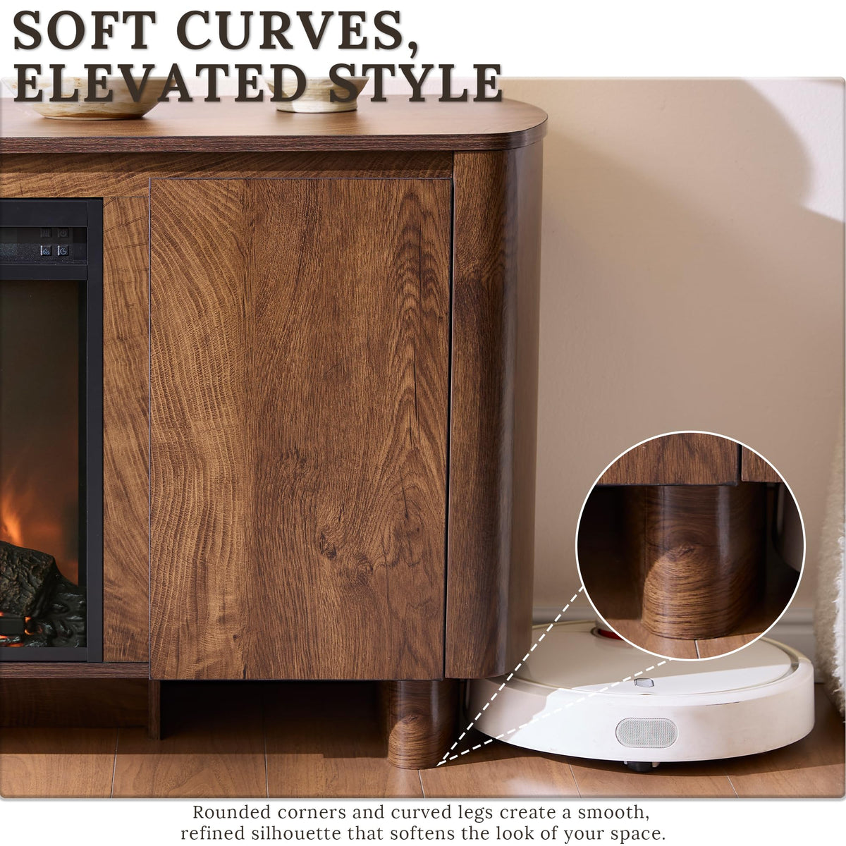 70" Fireplace Tv Stand for 80" TV with 36" Electric Fireplace,Storage