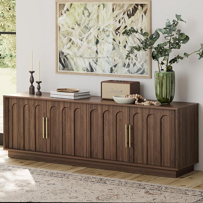 67" Mid-Century Modern TV Stand with Arched Doors