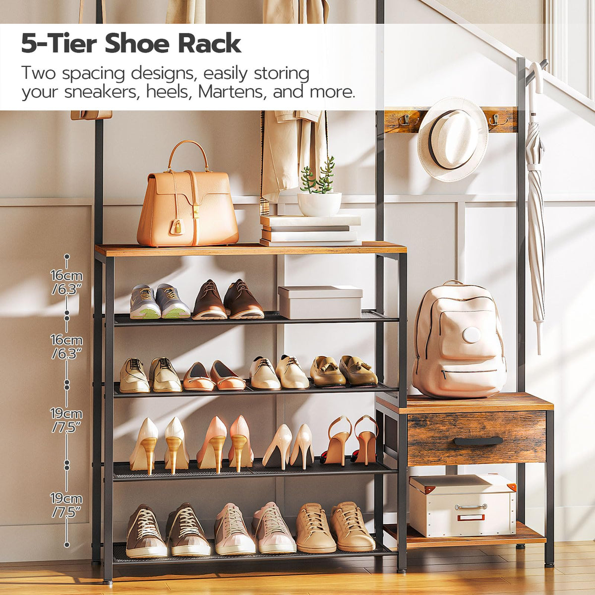 Hall Tree with Shoe Bench and Drawer