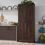 72" Tall Farmhouse Wood Storage Cabinet