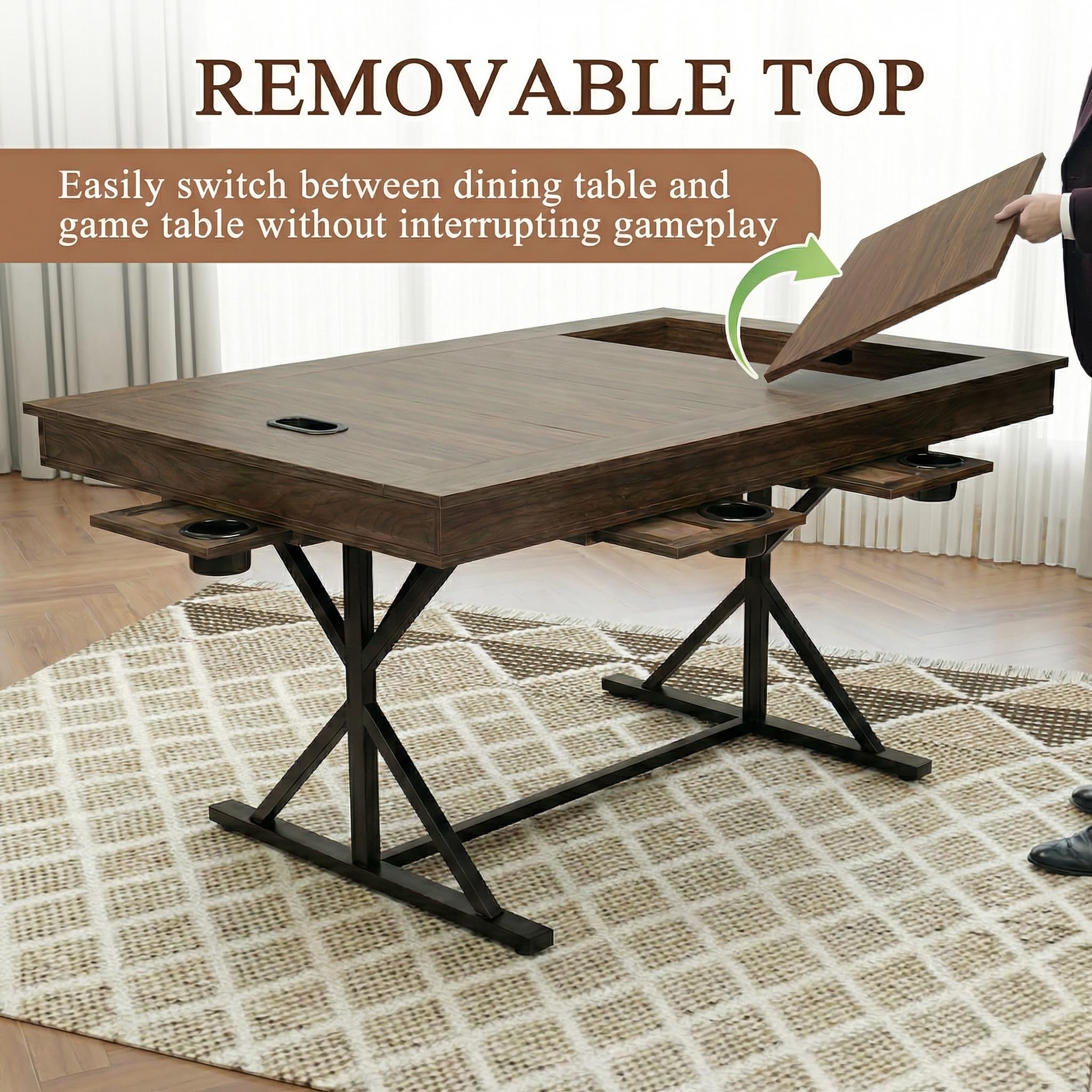 Convertible Game & Dining Table for 4-6 Players