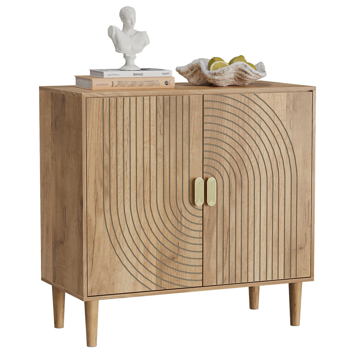 Oak Grooved Sideboard Cabinet
