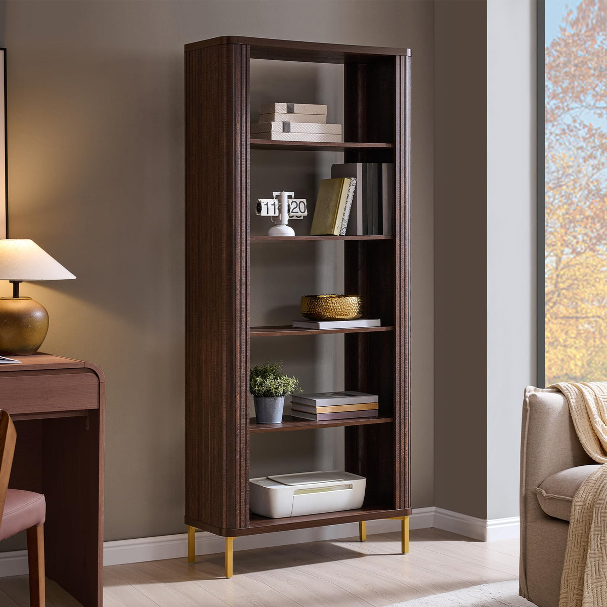 Curved Fluted 5-Tier Bookcase