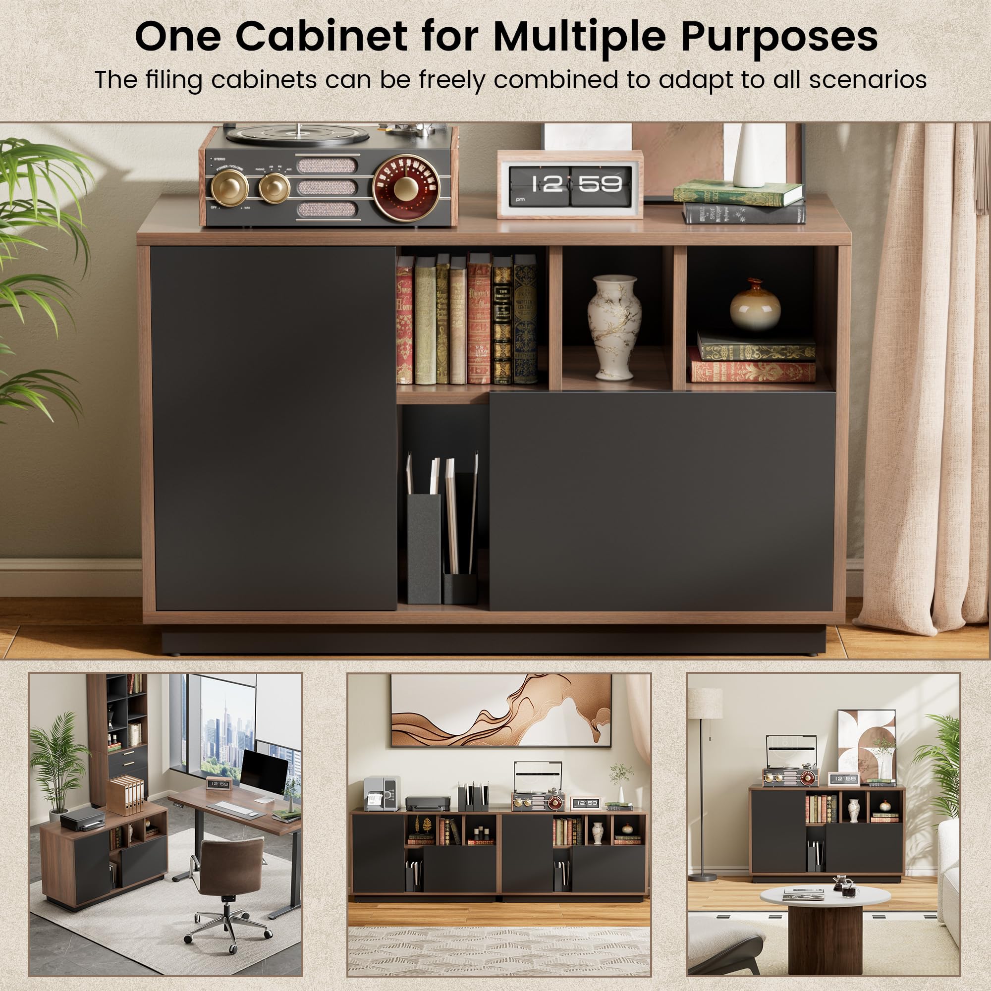 Office Storage Cabinet with Drawers & Adjustable Shelves
