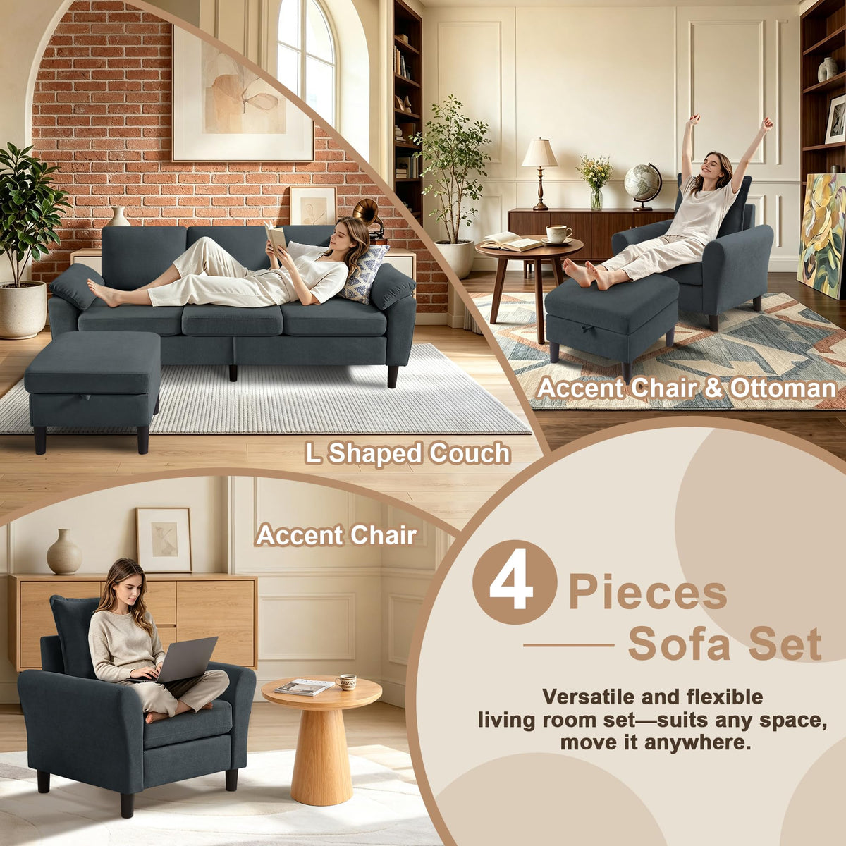 4-Piece Sectional Sofa Set