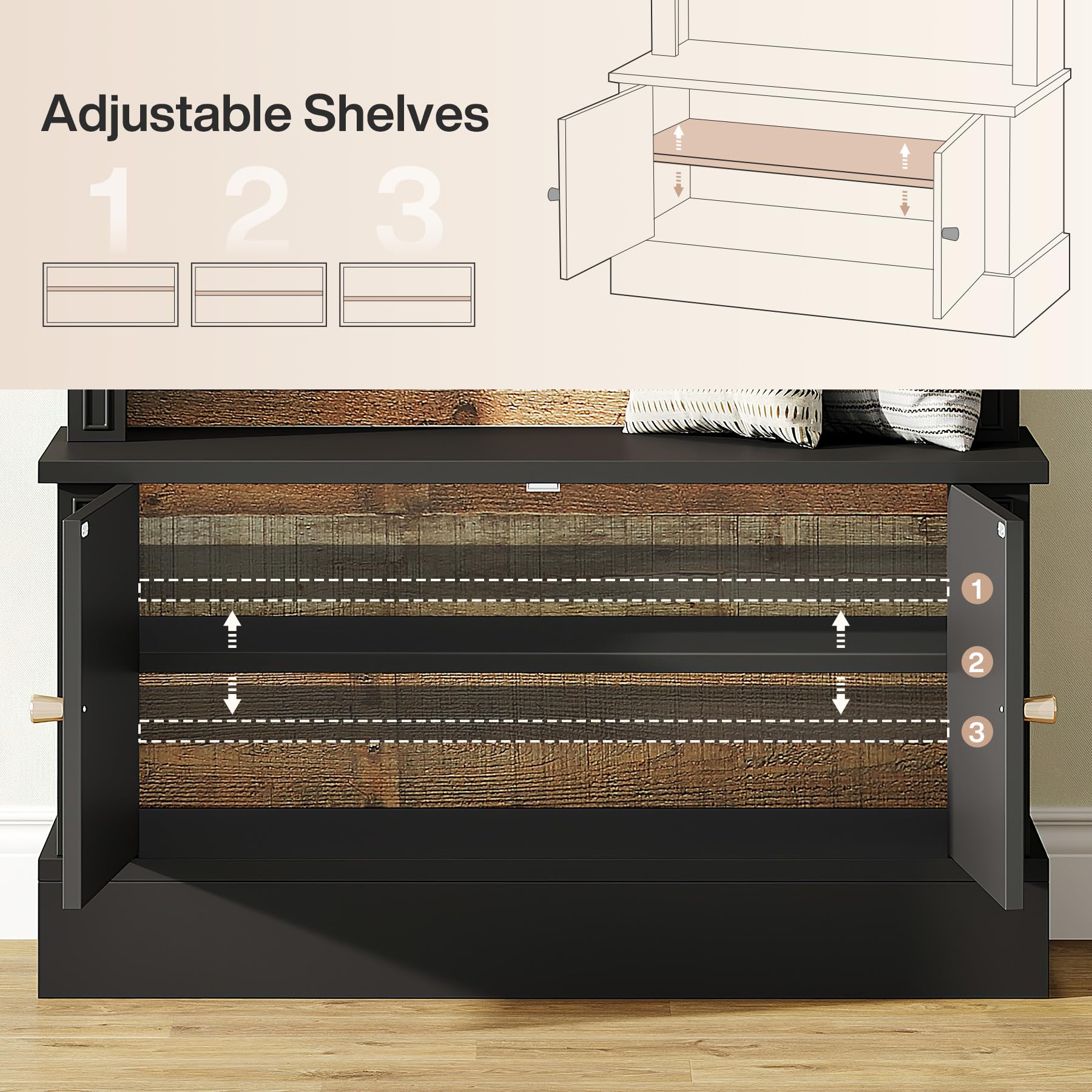 4-in-1 Hall Tree with Storage Bench, Coat Rack & Shoe Storage