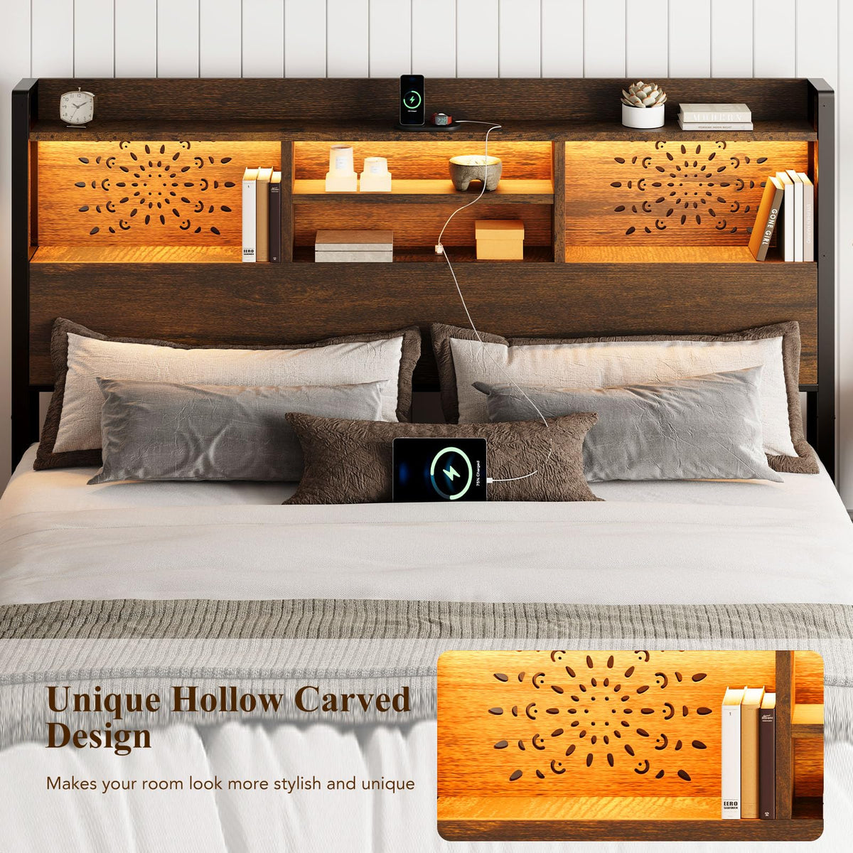 Belffin King Size Bed Frame with 6 Storage Drawers and Headboard, Brown