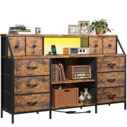 Romorgniz 55" W Dresser with Charging Station & LED, Detachable Mesh Door