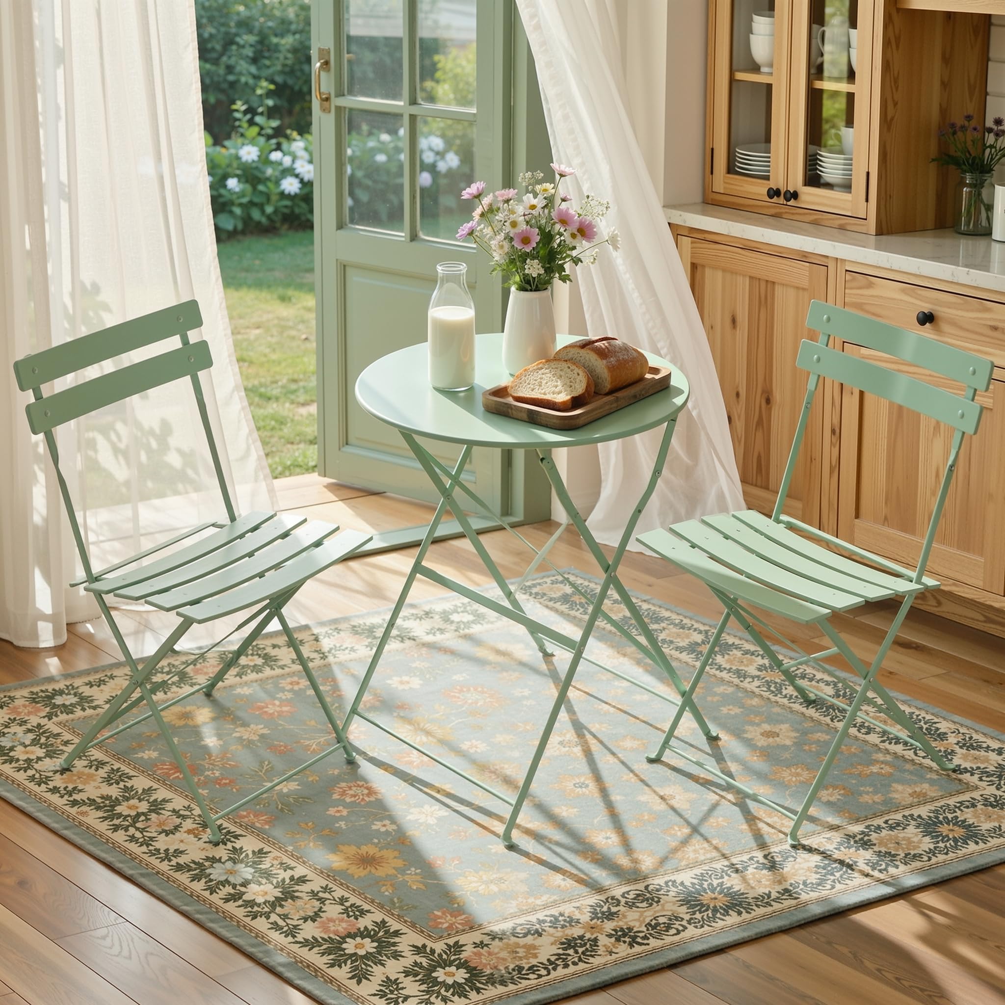 3-Piece Folding Bistro Set, Outdoor Patio Table & Chairs