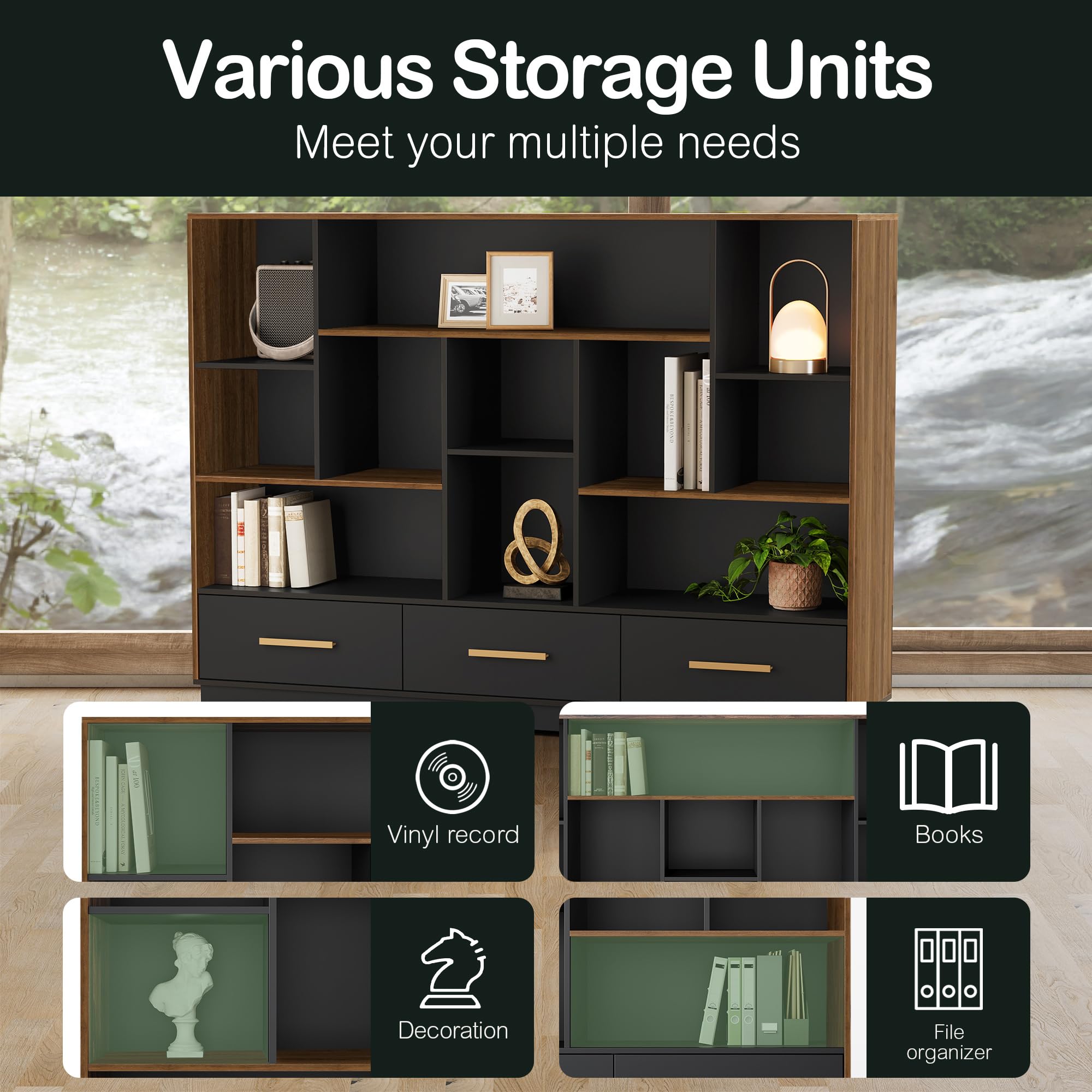 Standing Desk & Bookcase Home Office Set