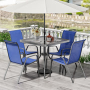 TLSUNNY 5 Pieces Patio Dining Set for 4, Glass Table and Textilene Chair