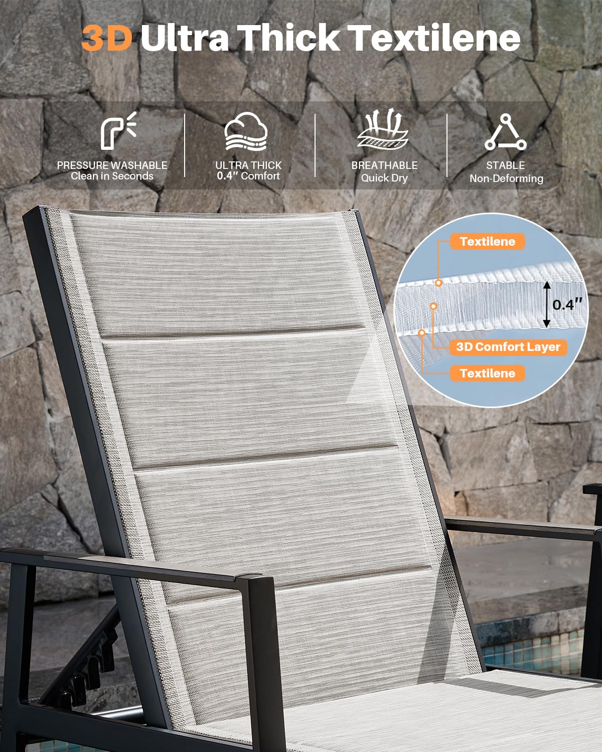 3-Piece Outdoor Chaise Lounge Set with Side Table