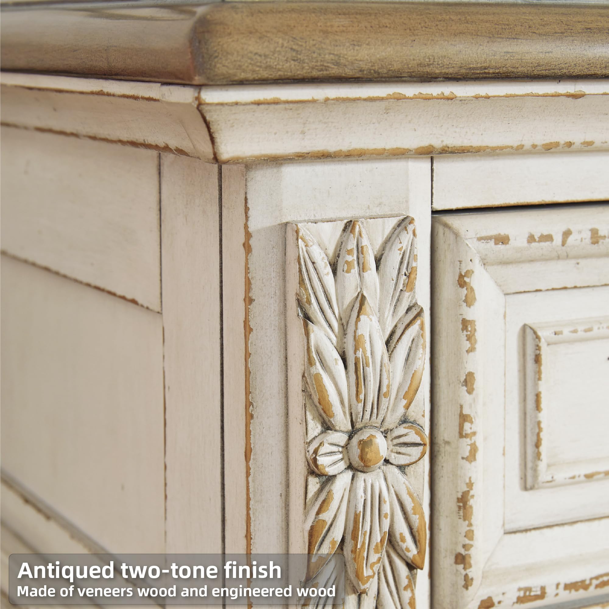 5-Drawer Chest Dresser – Chipped White