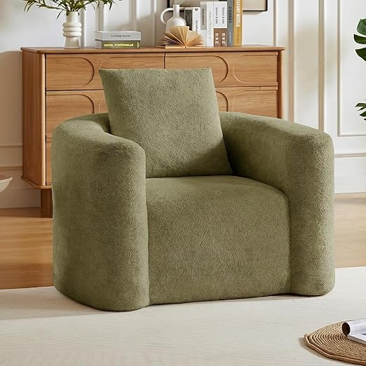 Oversized Accent Chair – Chenille, Curved Back, No Assembly