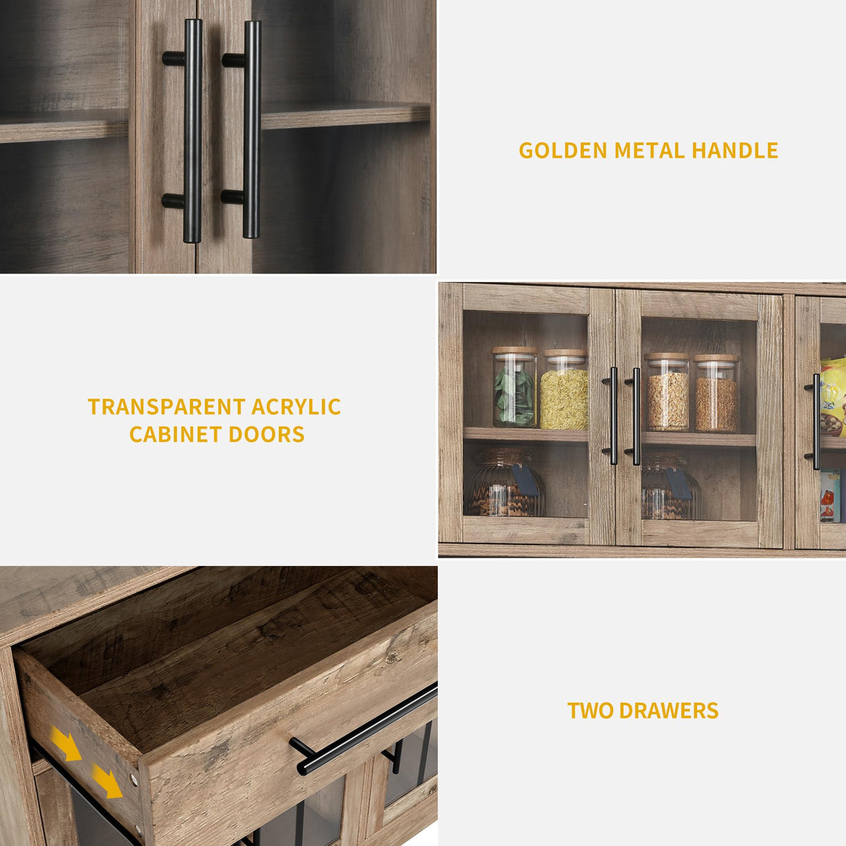 Kitchen Pantry Cabinet with Power Outlets