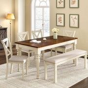6-Piece Farmhouse Dining Table Set with Chairs & Bench