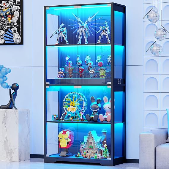 4-Tier LED Glass Display Cabinet