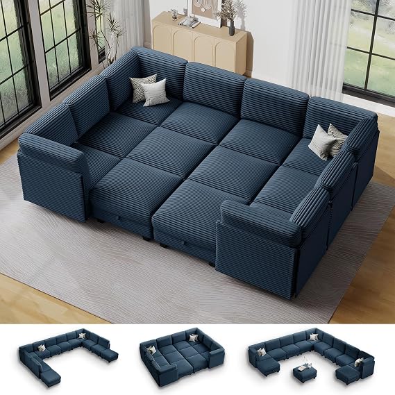 Modular Sectional Sofa with Adjustable Backrest