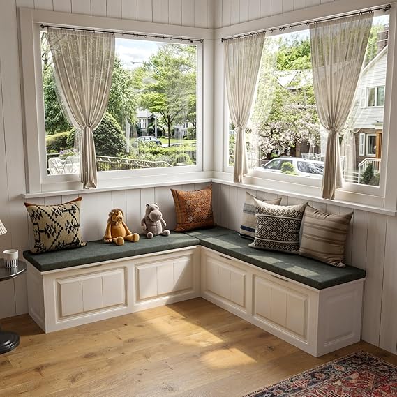 L-Shaped Corner Dining Bench with Hidden Storage