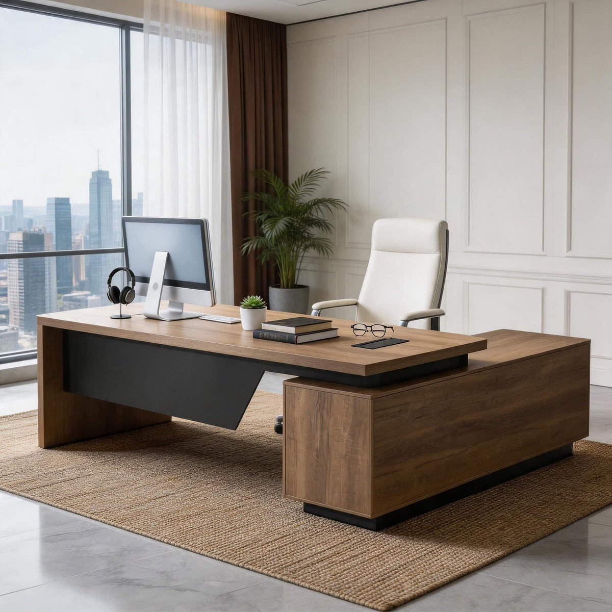 Retractable L-Shaped Executive Desk