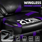 Vonesse Gaming Chair, Big and Tall Gaming Chair with Footrest and Massage, Gaming Chairs for Adults with Lumbar Support, Ergonomic High Back Computer Chair with Pocket Spring Cushion (Purple/Black)