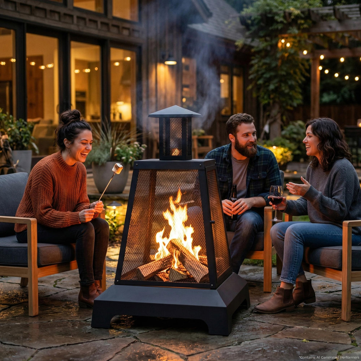 Square Wood-Burning Fire Pit