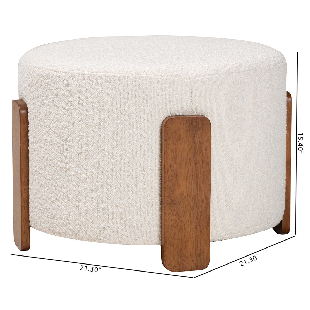 Round Boucle Ottoman Footstool