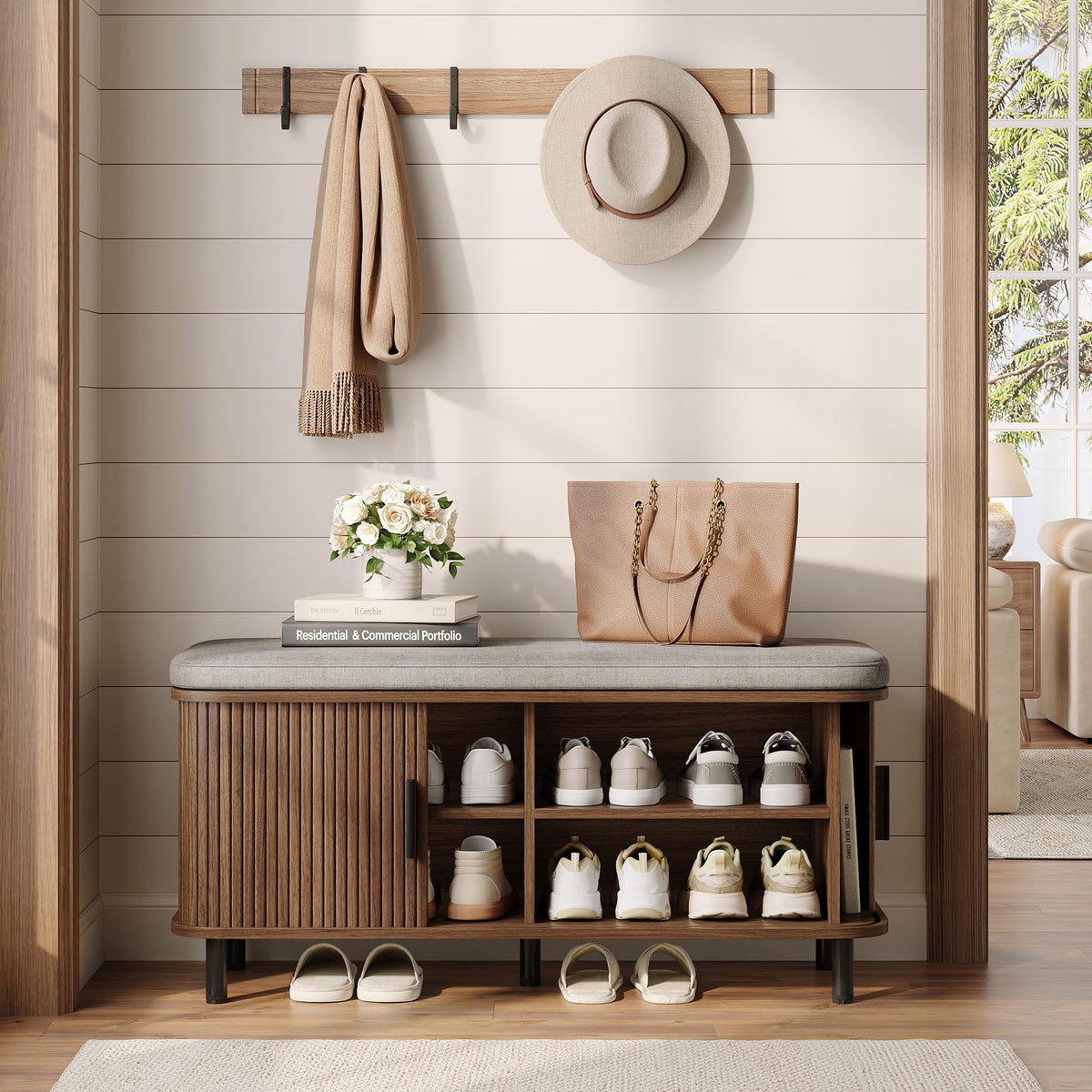 Upholstered Shoe Storage Bench