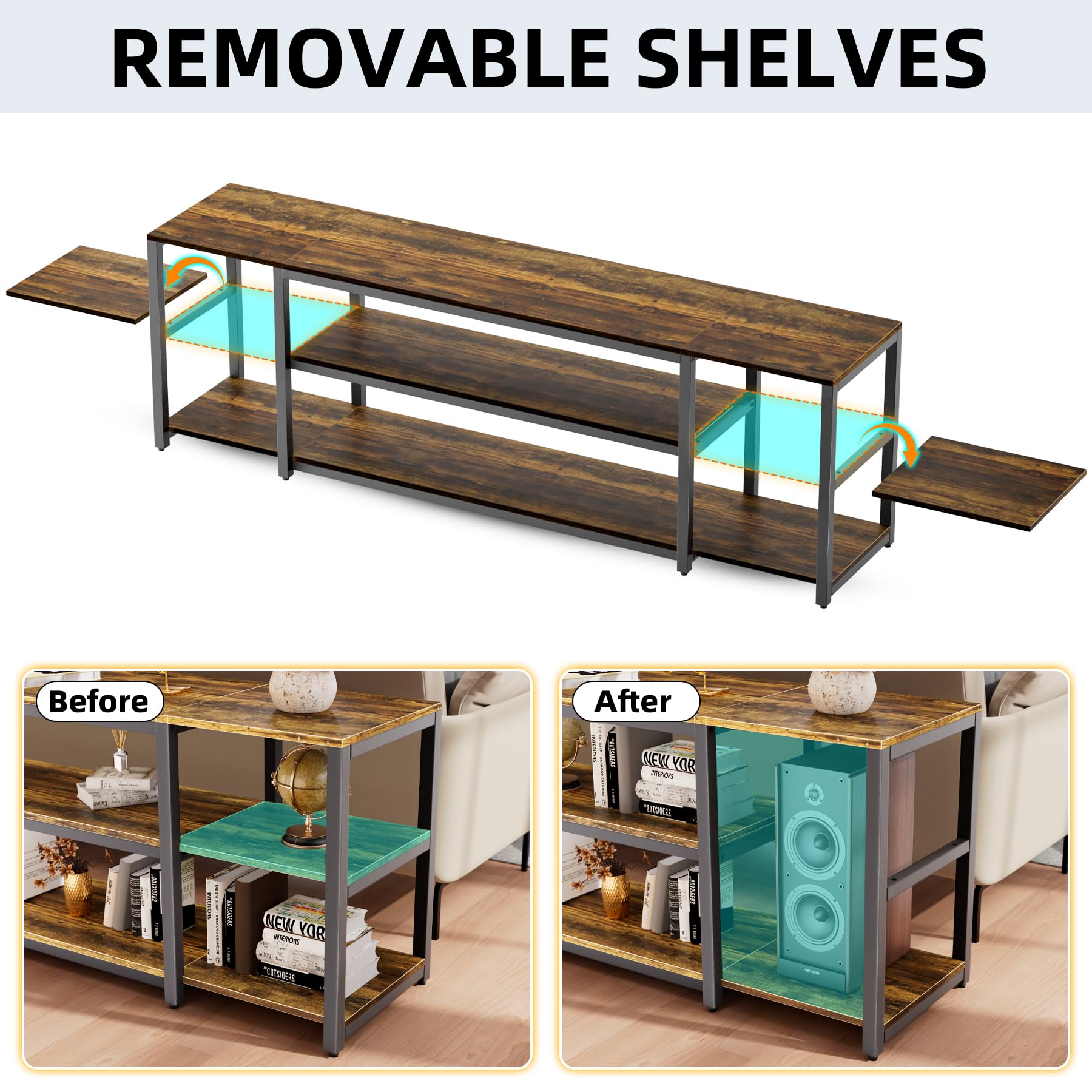 75.2" 3-Tier TV Stand for Up to 85" TVs
