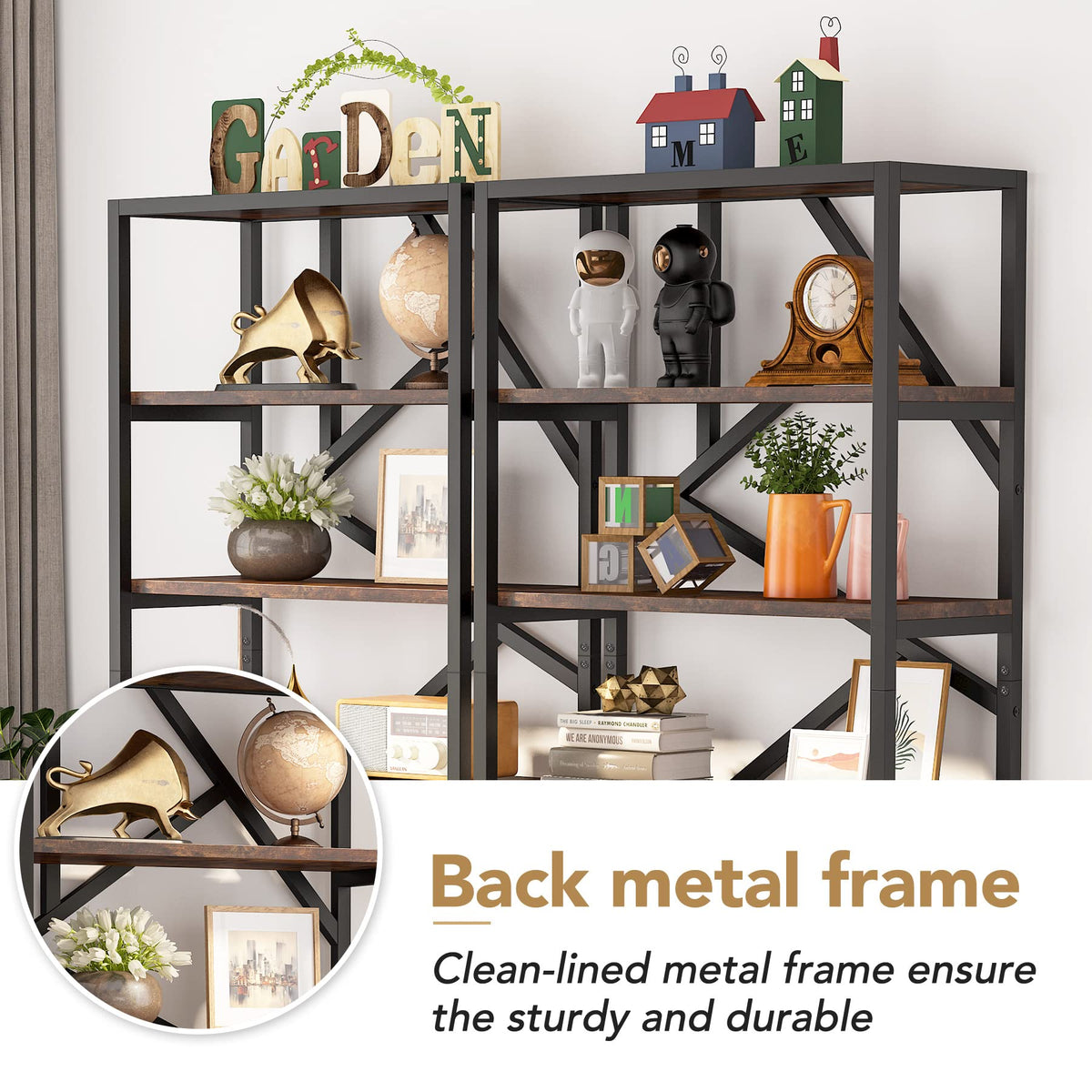 Industrial 6-Tier Bookshelf