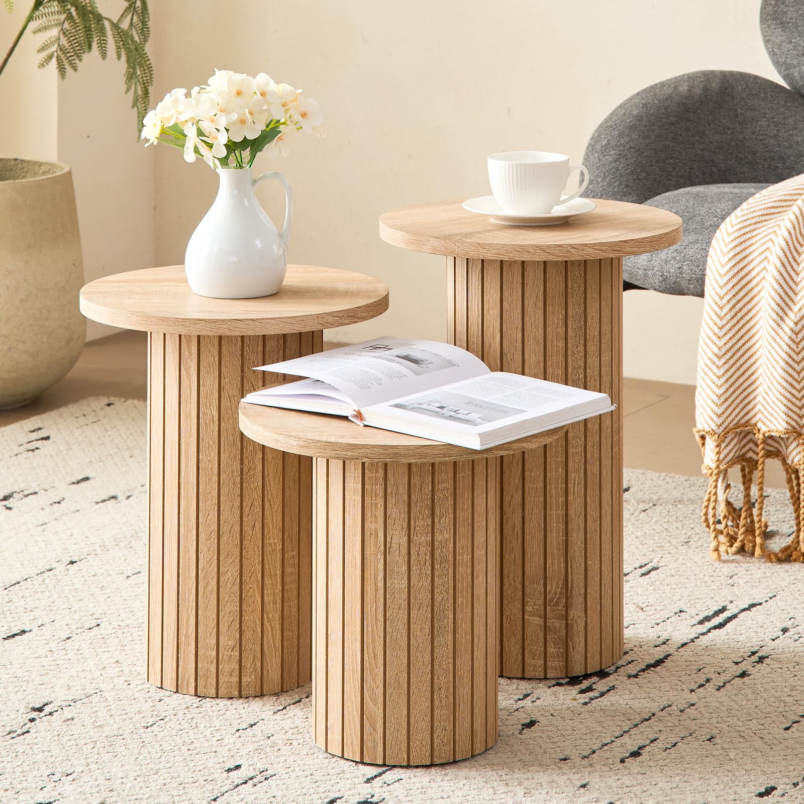 Round Nesting Coffee Table Set of 3