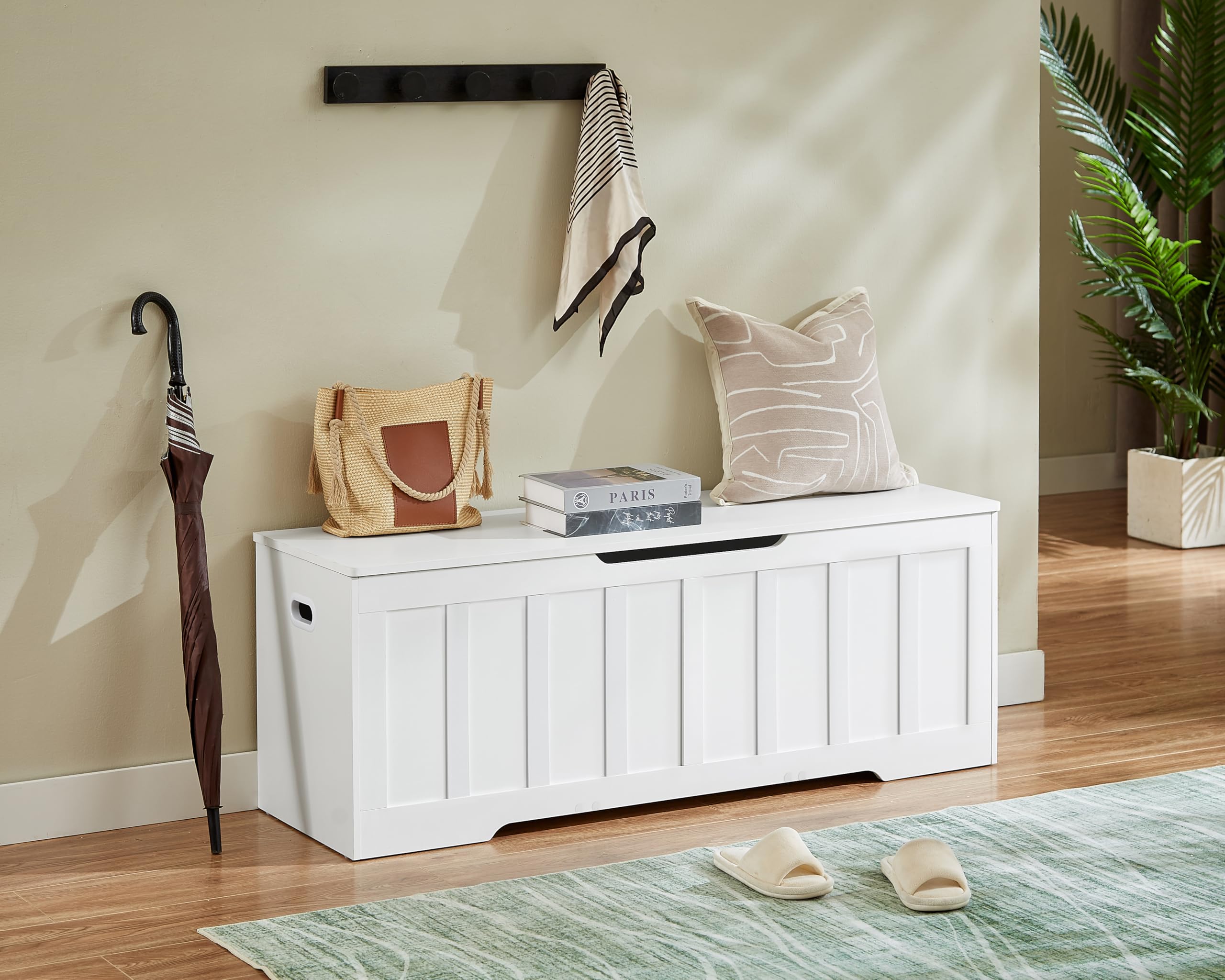 Large Storage Bench with Safety Hinges
