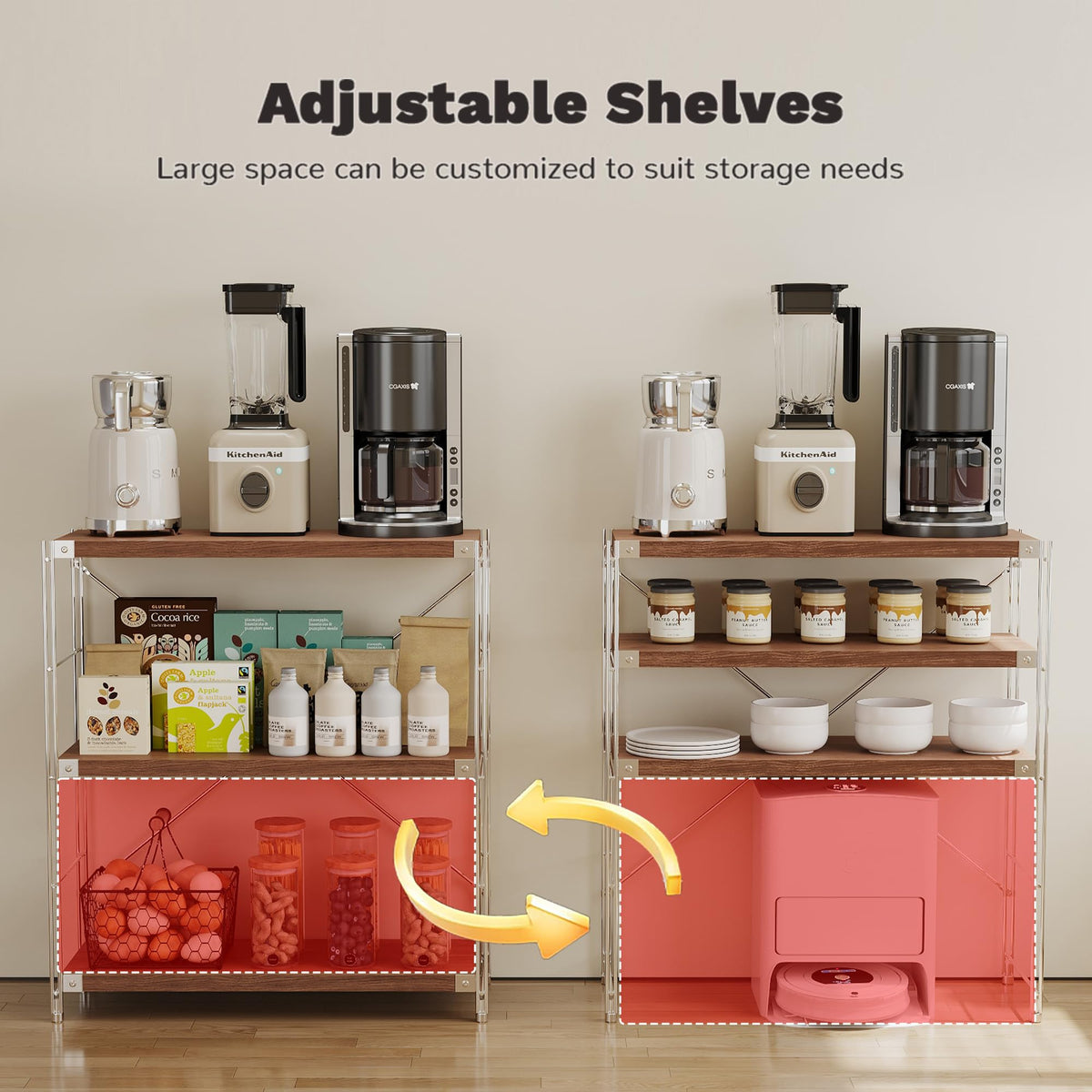 3-Tier Adjustable Industrial Bookshelf