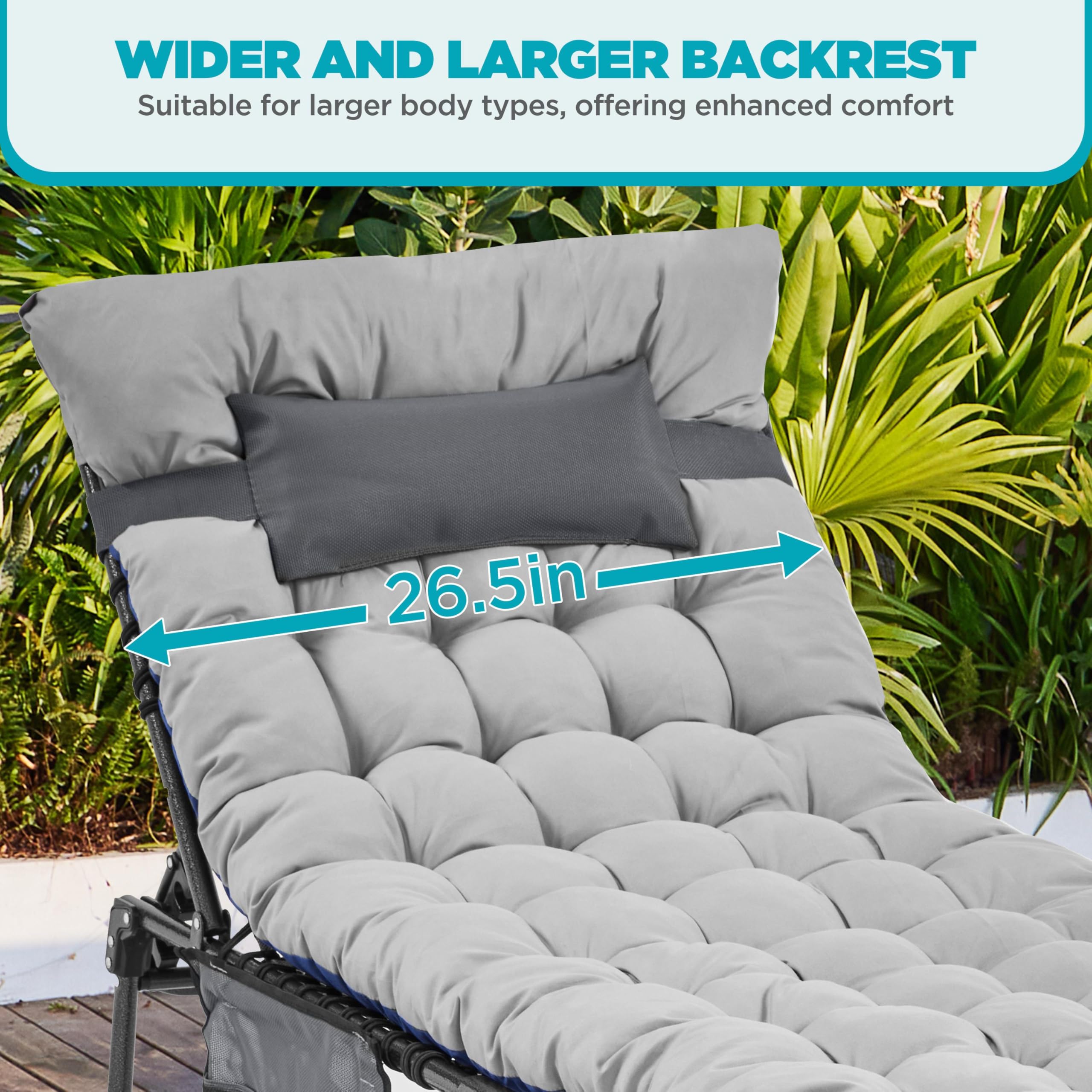 Folding Chaise Lounge Chair with Face Hole & 5-Position Backrest